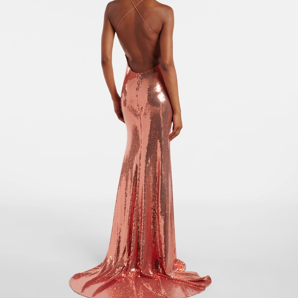 Alex Perry Rose Gold Backless Sequin Dress - Picture 6 of 13